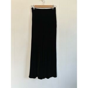 Vintage 90s Moda Seta Silk Blend Velvet‎ Maxi Skirt Black Column Skirt Petite 6P